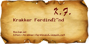 Krakker Ferdinánd névjegykártya